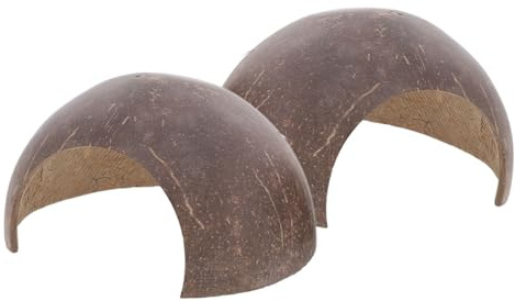 PRETYZOOM 2 Cuevas para Reptiles en Forma de Cáscara de Coco, Resistentes y Versátiles, Ideales para Terrarios y Refugios Domésticos de Geckos y Lagartos