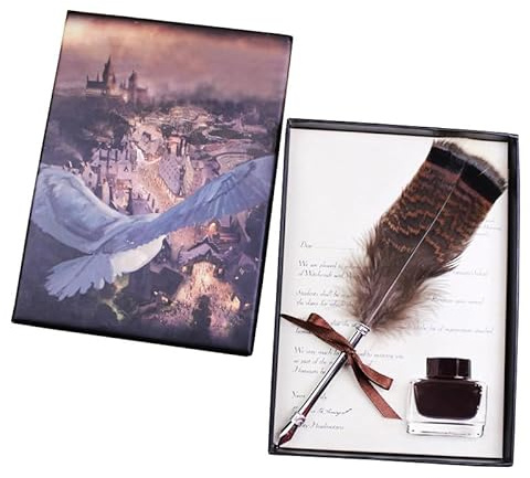 Uggla fjäder quill penna set för Harry Potter fans gåvor Quill Ink Dip penna kalligrafi penna för barn vän jul födelsedag gåva set Owl pen set