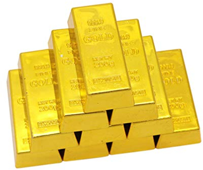 TOYANDONA Replik Goldbarren Kunststoff Gefälschte Goldene Backstein Goldbarren Film Prop Neuheit Witz Geschenk Türstopper Briefbeschwerer für Western Cowboy Pirate Casino Party Dekorationen