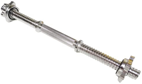 MuscleForge Kurzhantelstange 45 cm - Sternverschluss, extra Scheibenplatz, 25-mm-kompatibel, gerändelter Stahlgriff – Extra Lang Kurzhantelstange für Krafttraining Home Gym