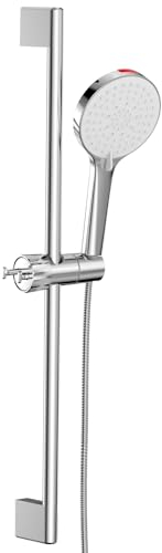 SREWOHS Dusche Kopf Riser Kit, Edelstahl Dusche Slide Bar 70CM φ 19mm mit Duschkopf, 160CM Duschschlauch, Duschkopf Halterung, einstellbare Dusche Höhe Halter für Bad