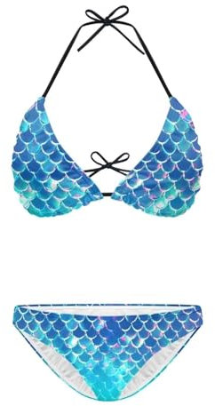 ZIATUBLES Träger-Badeanzüge für Damen, Bikini-Sets mit abnehmbarem Polster, 2-teilige Bademode, Badeanzüge zum Schwimmen, Surfen, Fischwaage, M