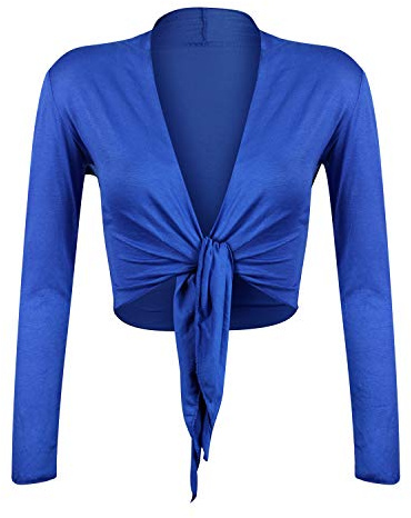 Glamexx24 Dam Kort Jacka Bolero Kofta Elegant Kvällsbolero för Bröllop Långärmad, Blå, L/XL