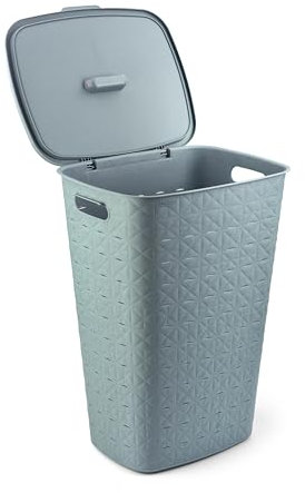 CURVER Wäschekorb Softex 56L – elegantes Design – leicht, stapelbar und praktisch – 70% recycelt – 59 x 43 x 34 cm – Blau
