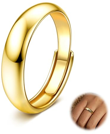 Diamday Damen 14K Gold Filled Band Hochzeit Ringe - Stacking, Einfach Plain Dome, Stapelbar Statement Dünner Daumen Pinky Ring 3/4/5/6MM
