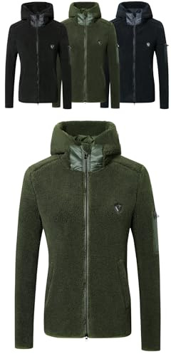 Covalliero - Damen Hoodyjacke | Zipper Hoodie aus Teddy-Fleece | Kapuzenjacke mit Reißverschluss | Übergangsjacke mit 3 Taschen | Reitjacke in Opal Green | Reitbekleidung in Größe XS