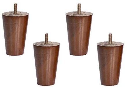 Genérico 4 Piezas de Patas de Madera para Muebles de Madera Maciza Patas de Mesa de Repuesto Patas Cónicas Rectas para Sofá Cama Gabinete Silla Patas de Muebles Tornillos M10 Nogal (5 cm)