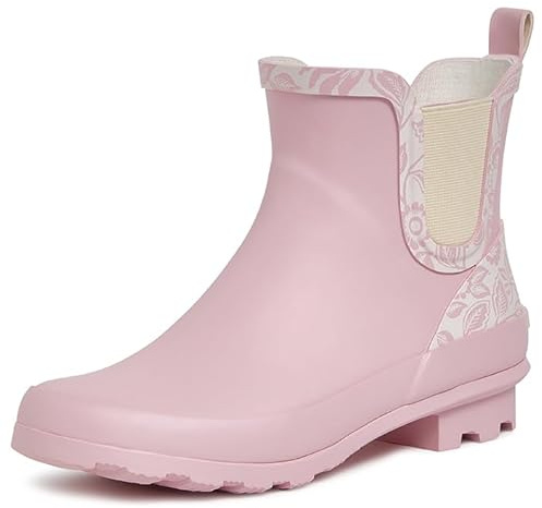 Laura Ashley Women's Snow and Rain Boots, Mid Cut Rubber Boots for Women - Waterproof Ankle Boots for Ladies, Pink Blossom