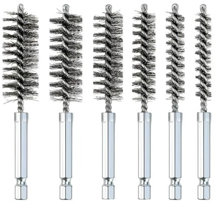 Nybhyjka Casentta per pulizia del foro, spazzola per foro in acciaio inossidabile - Riparato a filo metallico gambo esagonale,Strumento per scrubber per trapano comodo per pulire gli interni e i tubi