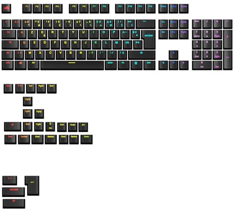 GLORIOUS Gaming - Touches GPBT rétroéclairées : légendes translucides, Noir, pour claviers mécaniques formats 100%, 75%, 65%, 60% - Disposition française AZERTY