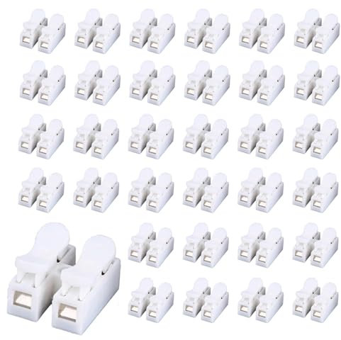 80 PCS CH2 Spring Terminal Blocks, Electrical Wire Connectors for Secure Wiring, Compact Cable Clamp Terminals for DIY & Professional Electrical Work