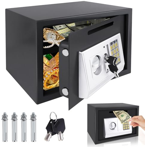 16L Digital Safe Box, Safe Boxes for Home Use, Cabinet Security safe with 2 Keys, Electronic Digital Steel Safes for Home Office Hotel Business Money Document Jewelry Passport, 35 x 25 x 25 cm, Black