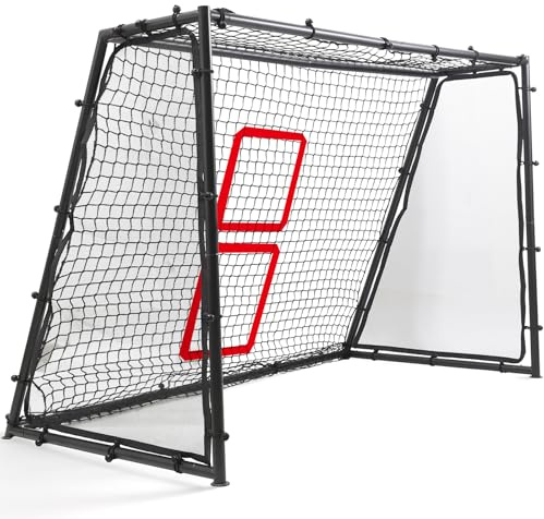 6ft x 4ft Football Goals for Garden - Heavy Duty Metal Soccer Goal with Rebounder Net, Weather Resistant Training Equipment for Kids & Adults