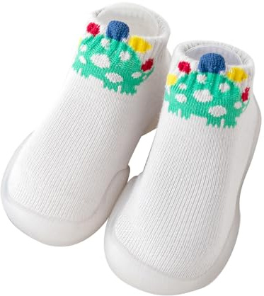Baby Girls Boys First Walking Shoes Anti Slip Slippers Socks Barefoot Shoes Toddler Infant Non Slip Sole Shoes Breathable(Enamel Gray, 6-12Month)
