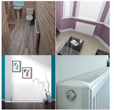 Stelrad Softline K1 600x400mm Radiator with Curved Top Grille & Ends | Suitable for small rooms needing efficient heat output from a slim single‑panel radiator