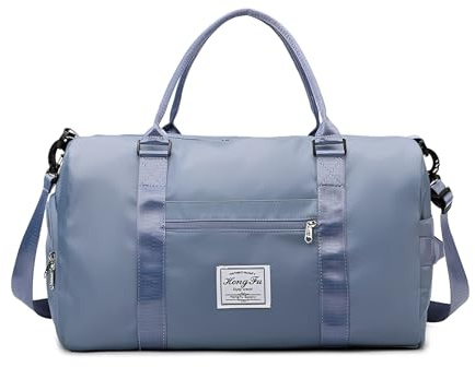 ATTEEFI Borsone da Viaggio Grande con Scomparto per Scarpe, Impermeabile Borse da Viaggio Pieghevole, Grande Capacità Borse Sportiva da Palestra Blu, per Vestiti, Scarpe e Articoli da Toeletta