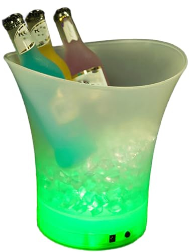 Hipzeepo Secchiello per Ghiaccio A LED, Secchiello per Champagne Illuminato, Bar In Plastica Impermeabile, Cassa per Champagne, Verde Birra
