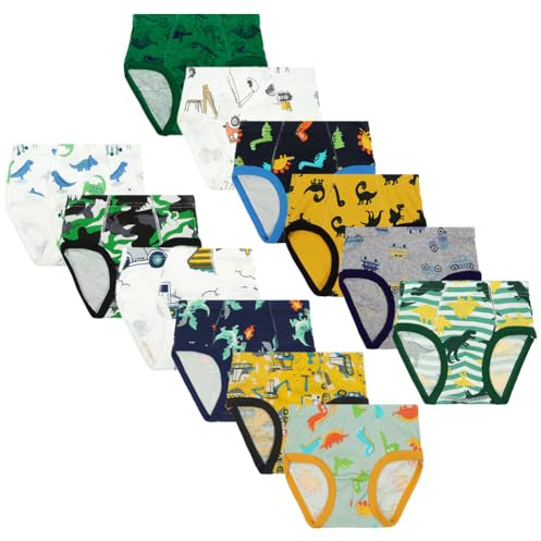 Aomig Ropa Interior para Niños, 12pcs Conjunto Calzoncillos para Niño, Calzoncillos Slip Niño 3-7 Años, 100% Algodón, Suave y Cómodos, Patrones de Dibujos Animados, 100 Yards