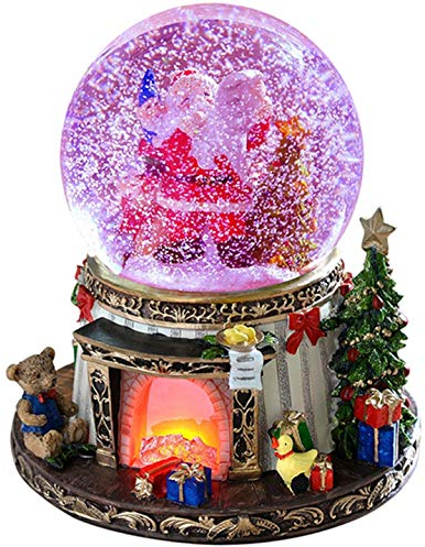 XL LED Schneekugel Bescherung elektrischer Schneewirbel, viele Melodien und Farbwechsel Glitzerkugel