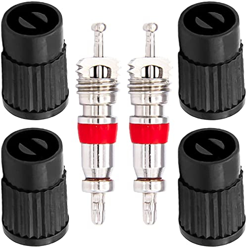 4X Autoventil-Schlüssel Kappen Kunststoff + 2X Schrader-Ventile Werkzeug, Ventil-Ausdreher, Reifenventil-Entferner, Ventil-Eindreher, Ventil-Schrauber, Tool für Auto-Ventile Fahrrad Roller Mofa MTB