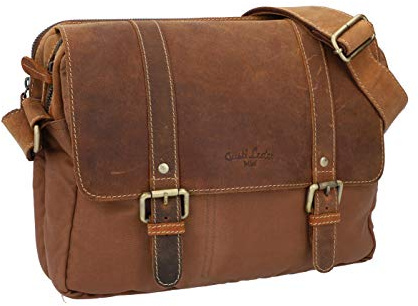 Gusti Lenkertasche Leder- Odiel D. Lenkertasche inkl. Platte Umhängetasche Fahrradtasche Tablet Ledertasche Vintage Braun Leder