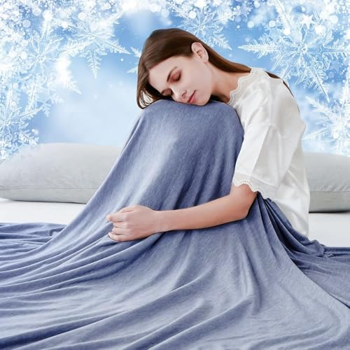 Luxear Manta Refrescante de Verano, ARC-Chill 3,0 Fibra Refrigerante Q-MAX 0,5 Manta Enfriamiento, de Doble Cara Fina Suave Transpirable Sabanas Enfriadoras, Sofa Adultos Bebés, Azul 150 x 200 cm