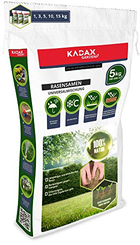 KADAX semillas de césped, 200 m², semillas de césped, césped universal, mezcla de césped, semillas de césped, semillas, mezcla de semillas de césped, semillas para céspedes robustos y estéticos (5 kg)