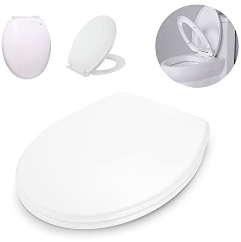 WC Sitz, Premium Toilettendeckel Klodeckel mit Softclose Absenkautomatik für leichte Reinigung, einfache Montage, Antibakteriell Klodeckel aus Duroplast O Form Weiß Toilettensitz klobrille wc brille