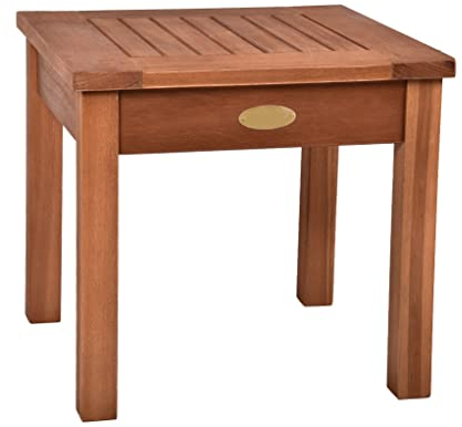 Spetebo Mesa auxiliar de eucalipto de 40 cm, aspecto de teca, pequeña mesa de jardín de madera maciza, mesa para balcón, terraza, jardín, flores, plantas, decoración