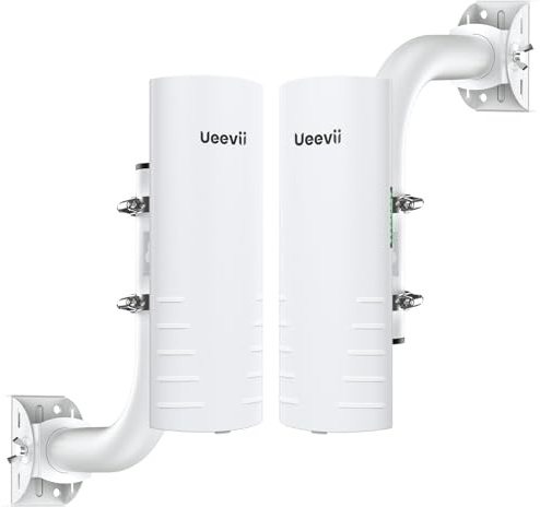 Wireless Bridge Outdoor with 2 Bracket: UeeVii CPE452 Point to Point 5.8G Long Range WiFi CPE - Extend Network to Shop Barn Garage, with 14DBi Antenna 24V PoE 2 LAN Port 2Pcs