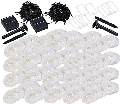 Lunartec Lampignon Lichterkette: 2er-Set Solar-LED-Lichterketten, warmweiß, je 50 weiße Lampions, IP44 (Lichterkette Lampions Outdoor, Mini, Weihnachtsbeleuchtung)