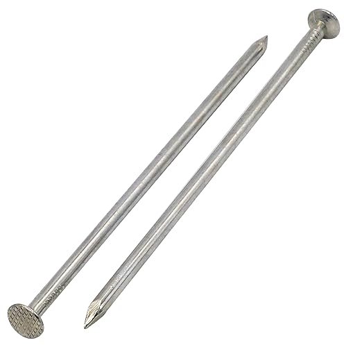 SKIR'CO Clavos de construcción chapados en zinc de 4,0 x 120 mm, clavos de alambre comunes, cabeza redonda plana, clavos de acero para carpintería (50 unidades)