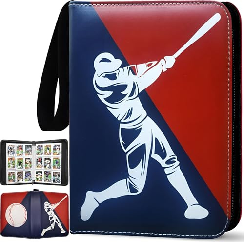 Baseball Card Binder 900 Pockets with 50 Protective Sleeves, Large Baseball Binder 9 Pocket, Premium Trading Cards Holder 3 Ring Zipper, Sport Collection Book, Album Folder Case, Gifts for Boys & Men