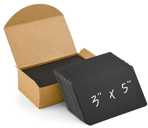 VANRA 300 tarjetas de índice en blanco de 3 x 5 pulgadas, tarjetas de notas gruesas de 110 libras, tarjetas de estudio sin rayas para aprendizaje escolar, oficina (negro, paquete de 300)