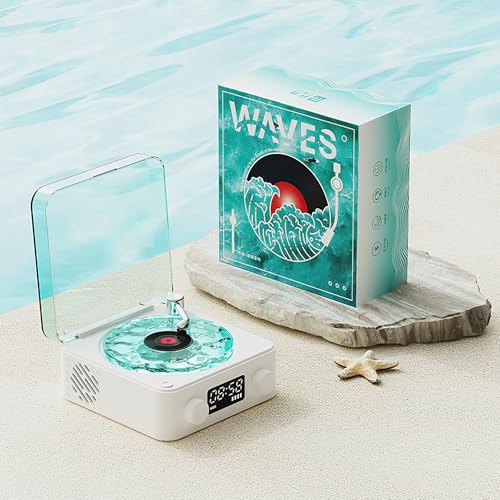Waves Lecteur Vinyle Aqua Avec Haut-Parleur Bluetooth - Platine Vinyle Vintage Compatible Bluetooth