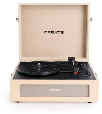 CREATE/Record Player Retro/Platine Vinyle rétro Sable/avec Bluetooth, USB, SD, MicroSD et Mp3