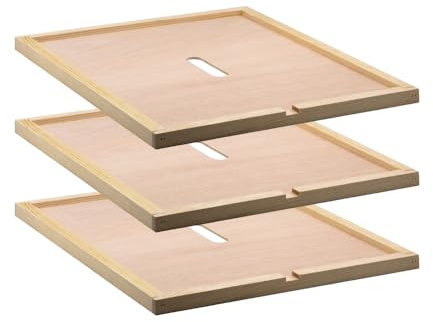 3Pcs Beehive Inner Cover for 10 Frame Bee Hive Box,Durable Wooden Insulation Ventilation Inner Cover with Feeding Hole for Beekeeping Tool