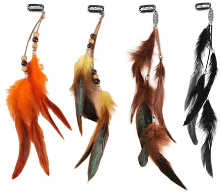 Hinapan Juego de 4 horquillas para el pelo con plumas, accesorios para el pelo de colores para carnaval, Halloween, festivales, bodas, cosplay