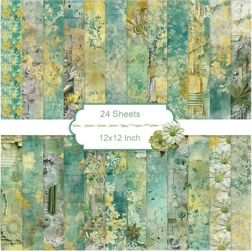 24 ark klippbokspapper, 30 x 30 cm scrapbooking-papper boho-mönster pappersset, dubbelsidiga hantverk decoupagepapper för gör-det-själv korttillverkning, hantverk, konstjournalering, presentdekoration