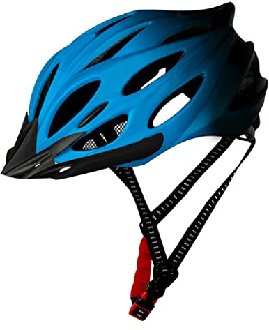 Casque De Cyclisme Adulte Casque De Vélo Léger Vélo avec Feu Arrière Réglable pour Hommes Femmes Bleu Cyclisme AdulteVélo Léger avec Lumières