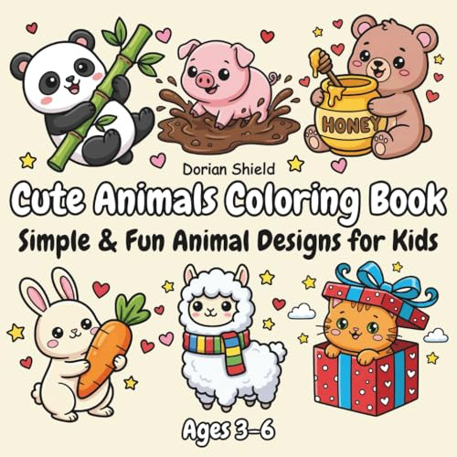 Cute Animals Coloring Book for Kids: Simple & Fun Animal Designs for Kids Ages 3–6