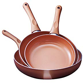 HOUSEWARE JPWonline-Juego de Sarténes de 5pcs Revestimiento Cerámico de Cobre, 20, 24 y 28