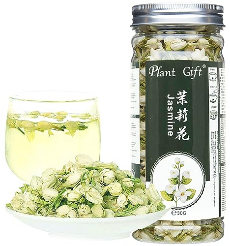 Plant Gift Jasmine Tea 茉莉花 Fleurs séchées, 100% naturelle à base de plantes pure, feuille blanche de feuilles vernis peut mélanger du thé vert, peut extraire une huile essentielle de jasmin 30g / 1oz