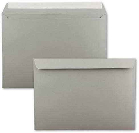 10x große XXL Briefumschläge DIN C4 in Graphit (Grau) - 22,9 x 32,4 cm - Haftklebung ohne Fenster - Versandtasche für DIN A4 geeignet