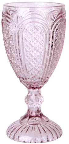 Decor Essentials Copa de cristal de tallo corto en relieve de color para decoración del hogar, agua de vino, mesa de boda, vasos de postre para beber (rosa claro)