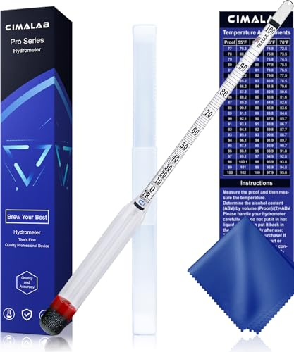 CIMALAB Hydrometer Alcohol Meter, Hydrometer Alcohol 0-200 Proof and Tralle Hydrometer, Alcohol Proof Tester for Liquor/Moonshine/Proofing Distilled/Spirits/Distilled Alcohol Proof