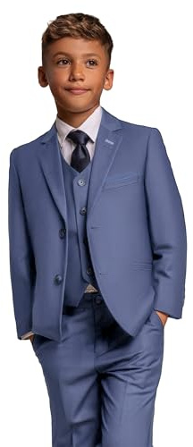 Costume habillé Slim Cavani pour garçon, Tenue de Mariage, de Bal, de Communion, Bleu Ciel, Ensemble 3 pièces Blue Jay, âge 10 années