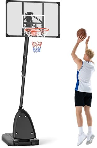 SPORTNOW Basketställ höjdjusterbar basketkorg med stativ, rullar, 293–350 cm basketbakbrädestativ, basketanläggning för barn och vuxna, stål