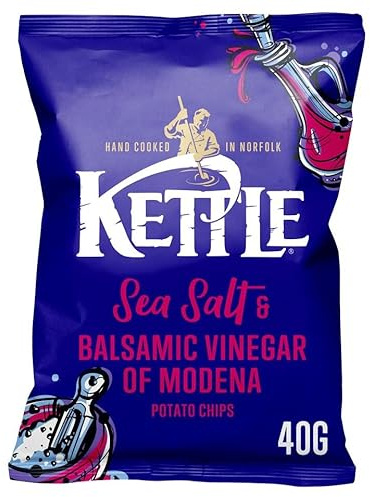 Kettle Potato Crisps 18x40g Full Box (Sea Salt and Balsamic Vinegar)