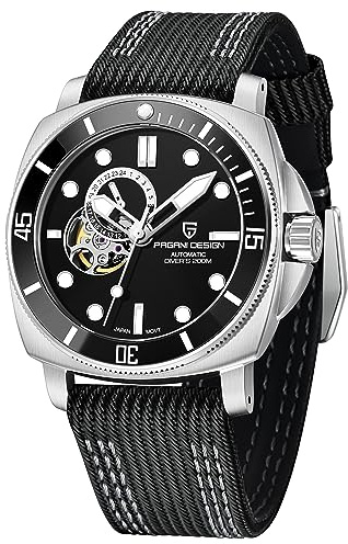 Pagani Design Montre Automatique pour Homme Japon NH39 Squelette mécanique étanche Style Militaire Bracelet en Nylon